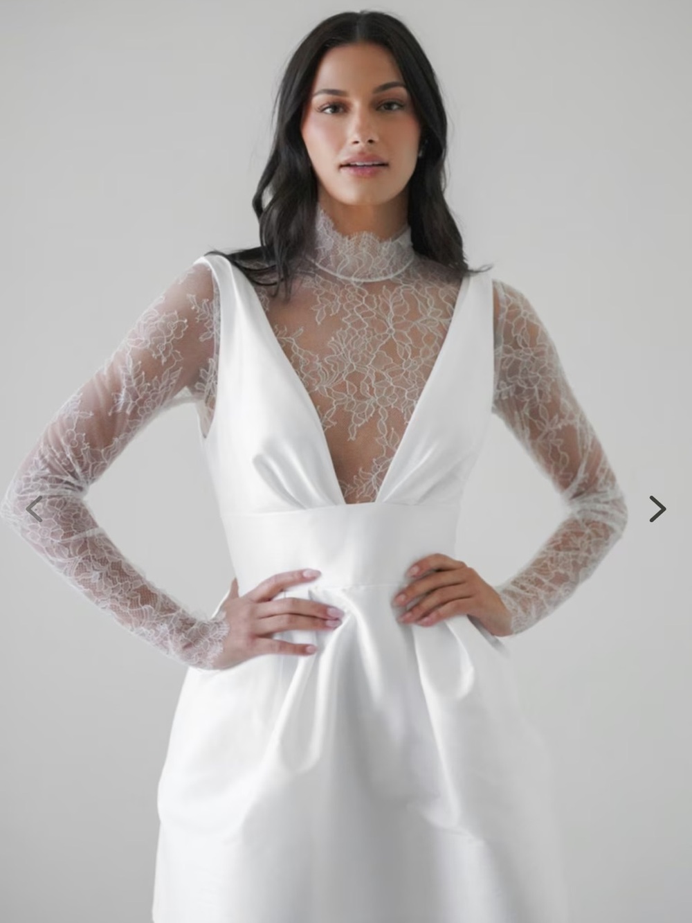 Elegant White Lace-Detail Wedding Dress